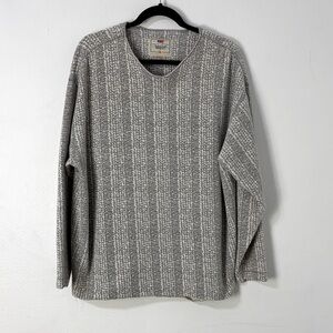 Levi's Gray Textured Knit‎ Pullover Shirt Mens M 90s Grandpa Comfort Lagenlook